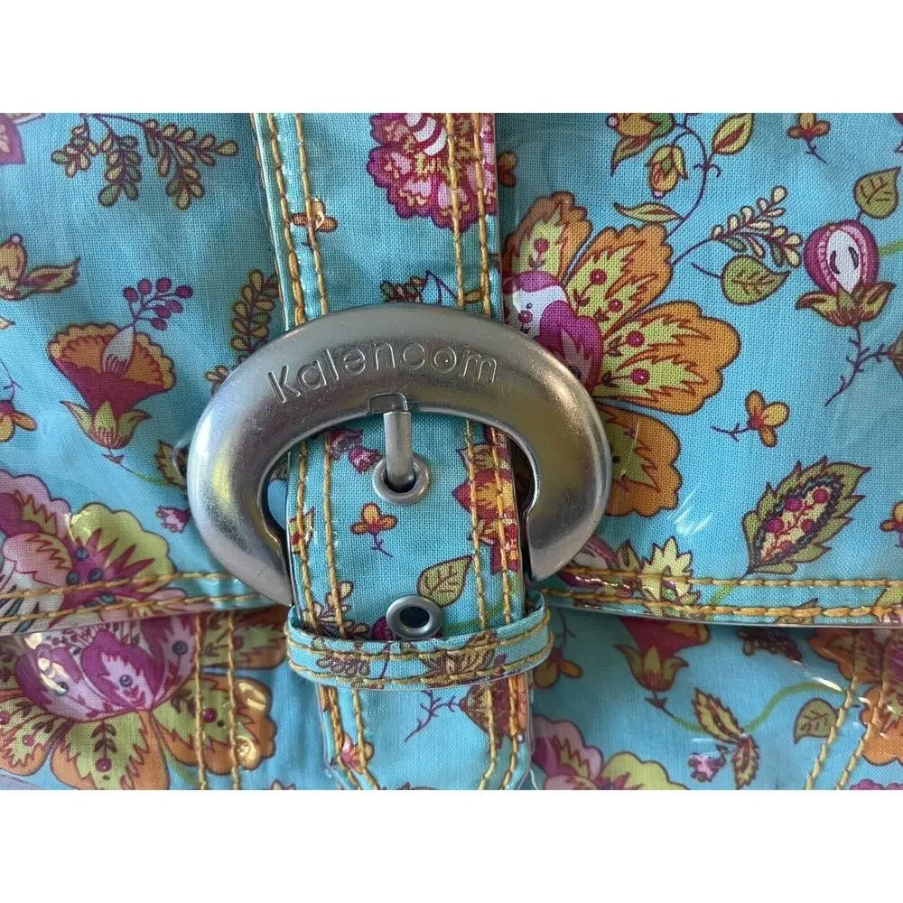 Kalencom Laminated Diaper Buckle Bag‎ Turquoise Pink Gypsy Wildflower